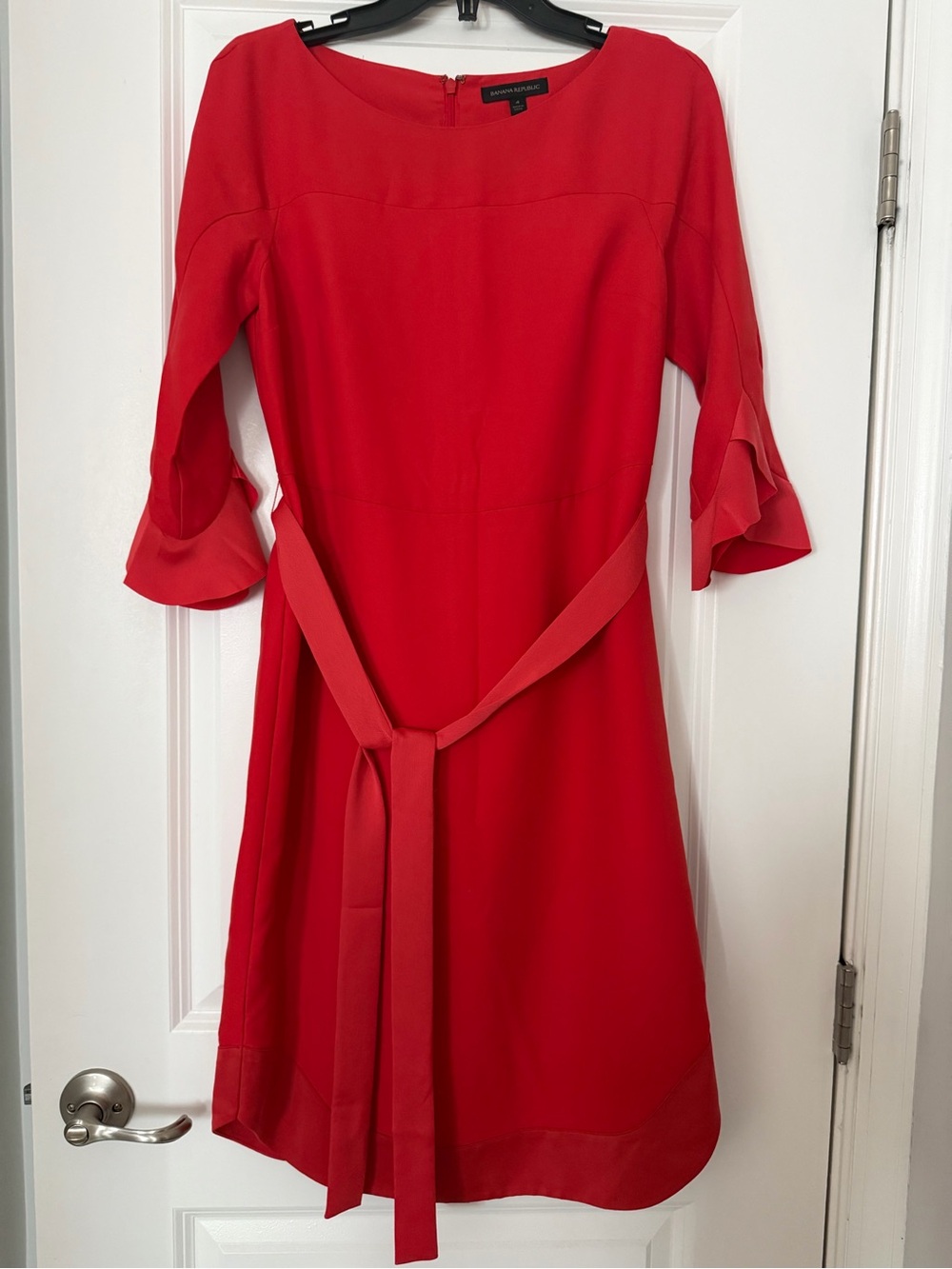 Banana Republic Red Midi Dress with Self-Tie Belt